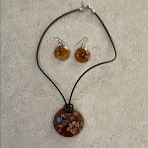 Amber Swirl Glass Necklace Set